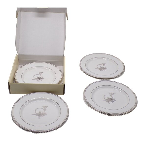 NEW Lenox Classics Collection Federal Platinum Seasonal Dessert Plates Set-4 8" - Picture 7 of 9